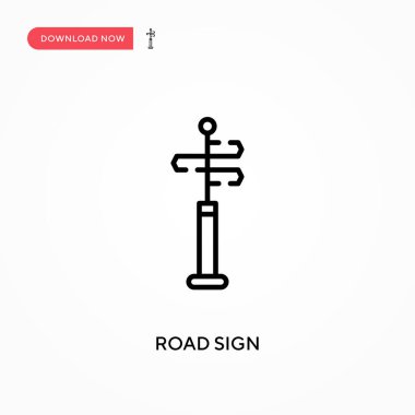 Yol işareti Basit vektör simgesi. Web sitesi veya mobil uygulama için modern, basit düz vektör çizimi