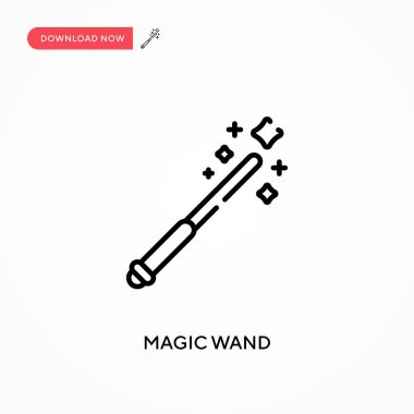 Sihirli değnek basit vektör simgesi. Web sitesi veya mobil uygulama için modern, basit düz vektör çizimi