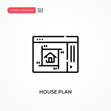 Ev planı basit vektör simgesi. Web sitesi veya mobil uygulama için modern, basit düz vektör çizimi