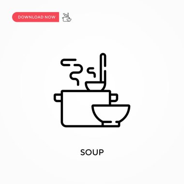 Çorba basit vektör simgesi. Web sitesi veya mobil uygulama için modern, basit düz vektör çizimi