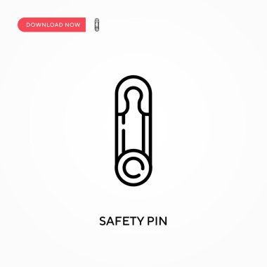 Güvenlik iğnesi basit vektör simgesi. Web sitesi veya mobil uygulama için modern, basit düz vektör çizimi