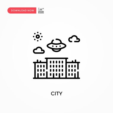 Şehir basit vektör simgesi. Web sitesi veya mobil uygulama için modern, basit düz vektör çizimi
