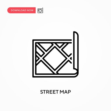 Sokak haritası basit vektör simgesi. Web sitesi veya mobil uygulama için modern, basit düz vektör çizimi
