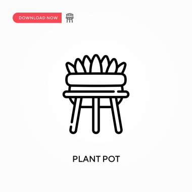 Bitki saksısı basit vektör simgesi. Web sitesi veya mobil uygulama için modern, basit düz vektör çizimi