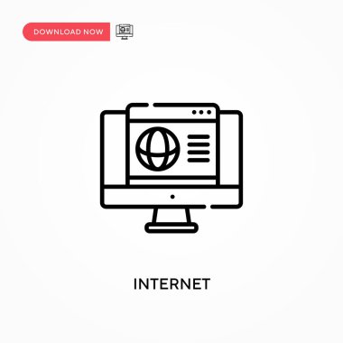 İnternet Basit vektör simgesi. Web sitesi veya mobil uygulama için modern, basit düz vektör çizimi