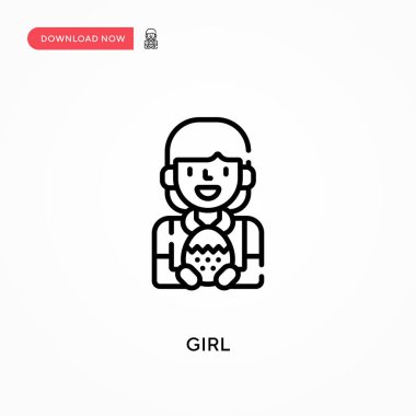 Kız basit vektör simgesi. Web sitesi veya mobil uygulama için modern, basit düz vektör çizimi