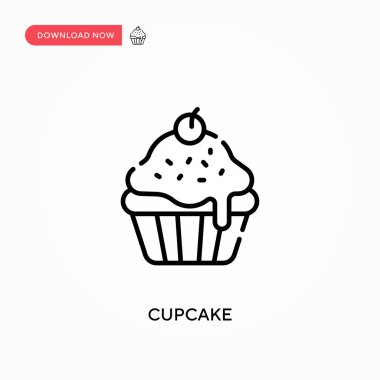 Cupcake Basit vektör simgesi. Web sitesi veya mobil uygulama için modern, basit düz vektör çizimi