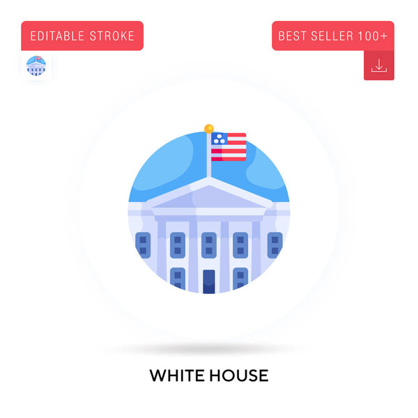 White house detailed circular flat vector icon. Vector isolated concept metaphor illustrations.