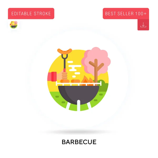Barbecue Détail Circulaire Vecteur Plat Icône Illustrations Vectorielles Métaphore Concept — Image vectorielle