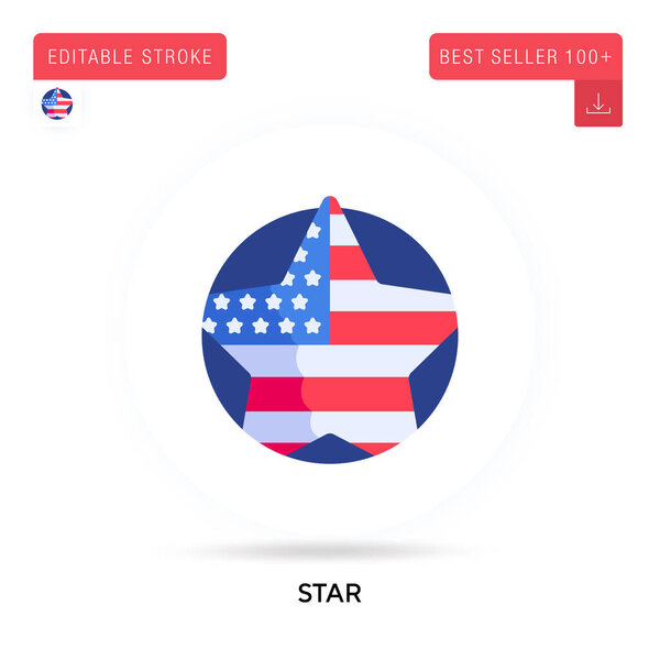 Star detailed circular flat vector icon. Vector isolated concept metaphor illustrations.