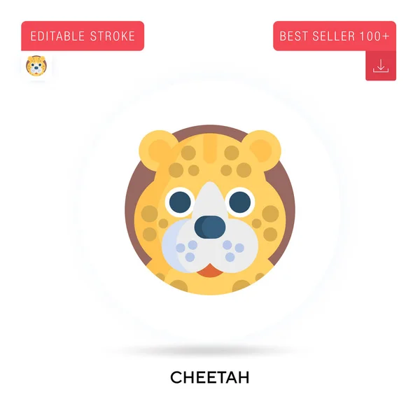 Cheetah Detaillierte Kreisförmige Flache Vektor Symbol Vektor Isolierte Konzeptmetapher Illustrationen — Stockvektor