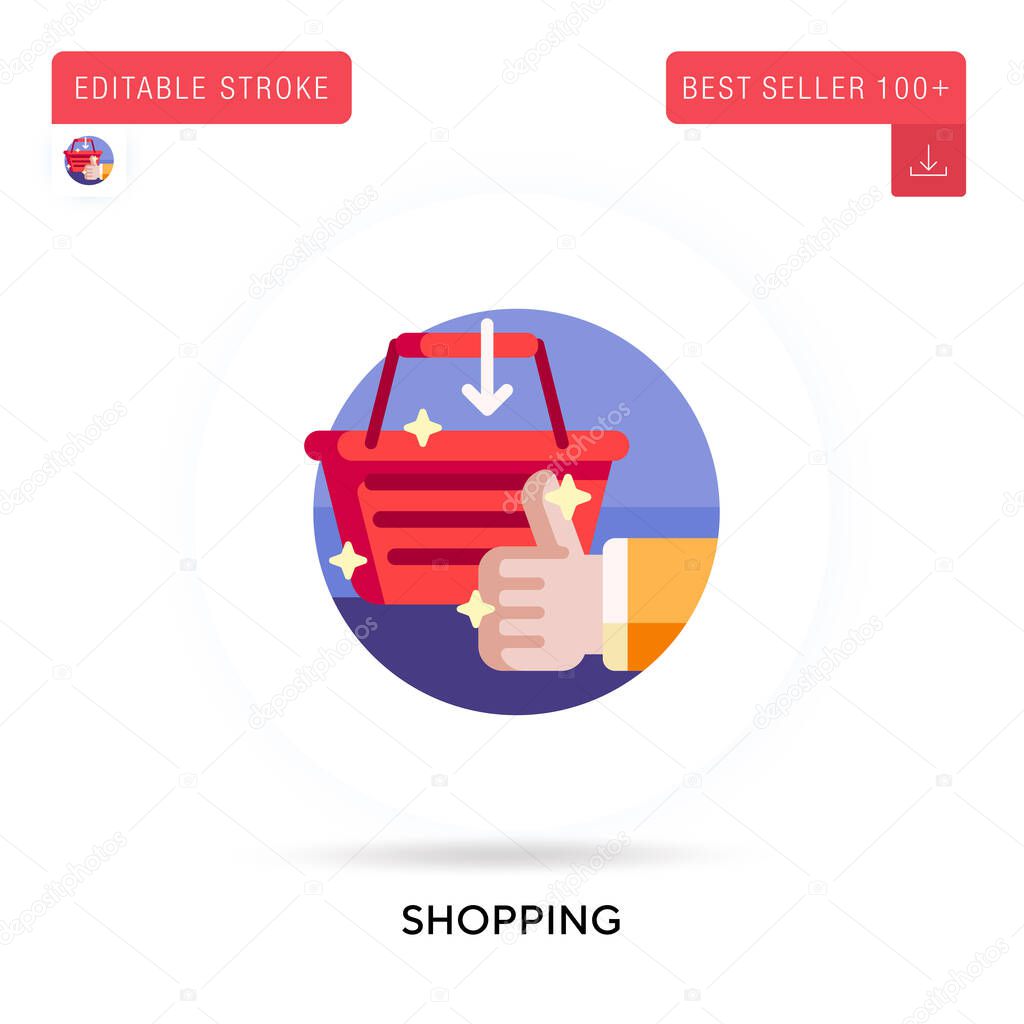 Shopping detailed circular flat vector icon. Vector isolated concept metaphor illustrations.