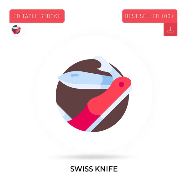 Szwajcarski Nóż Szczegółowy Okrągły Wektor Płaski Ikona Izolowane Ilustracje Pojęciowe — Wektor stockowy