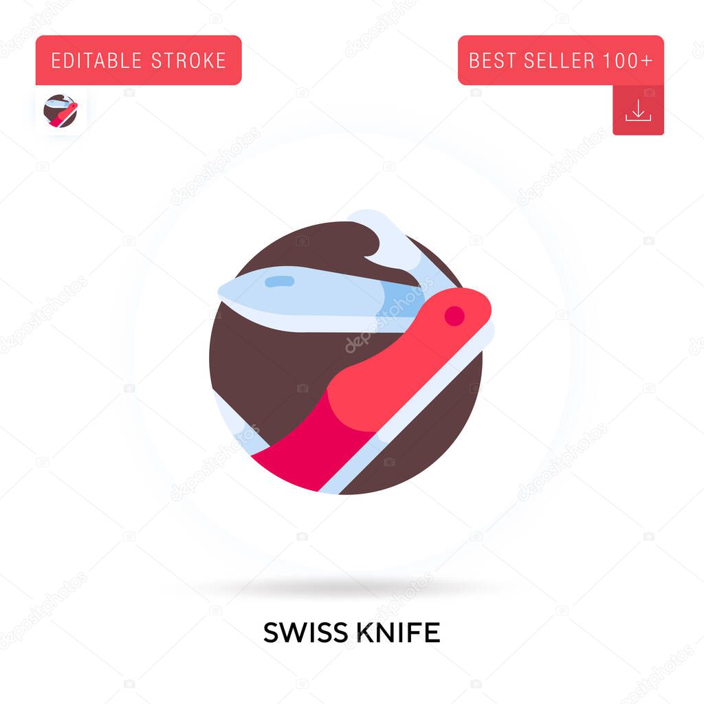 Swiss knife detailed circular flat vector icon. Vector isolated concept metaphor illustrations.