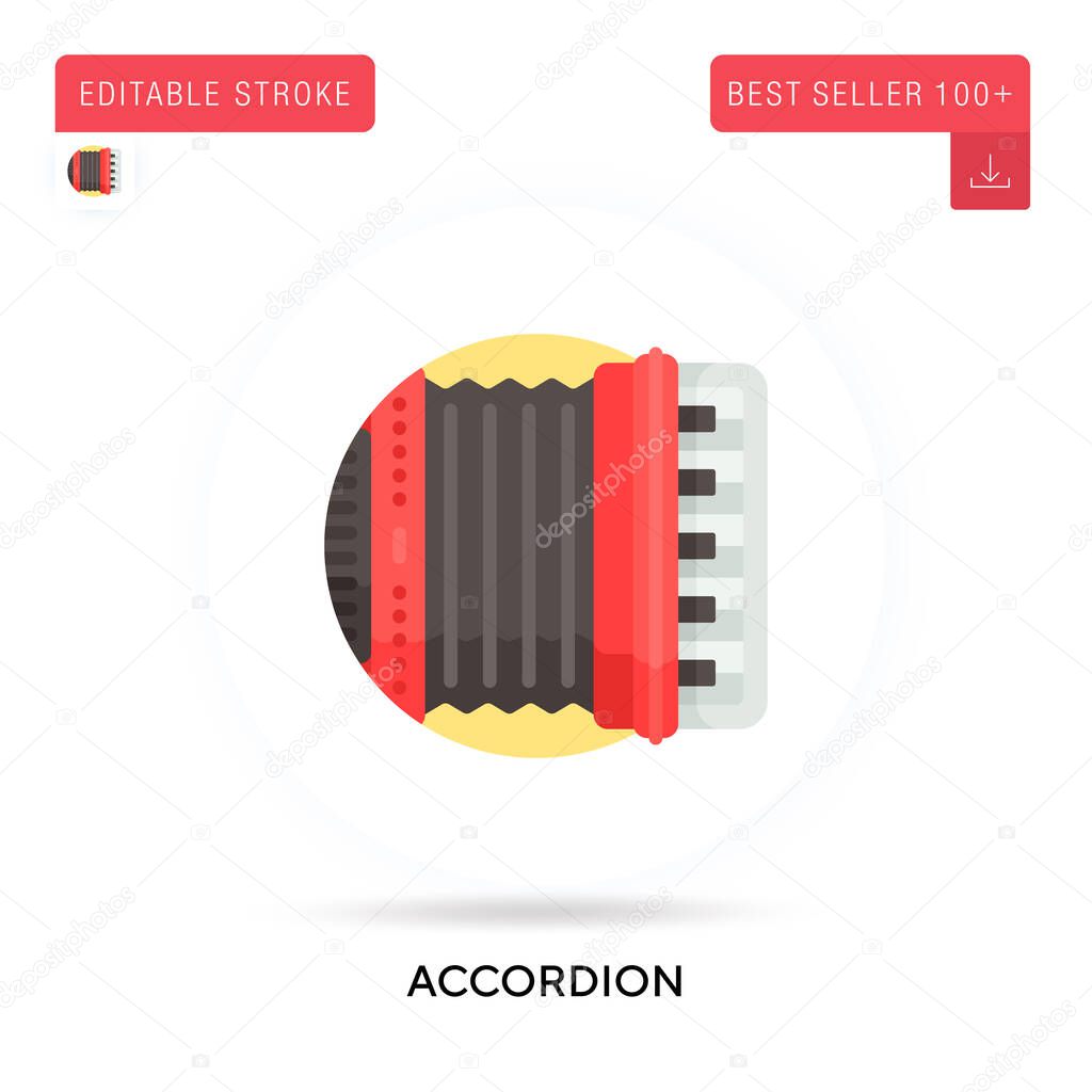 Accordion detailed circular flat vector icon. Vector isolated concept metaphor illustrations.