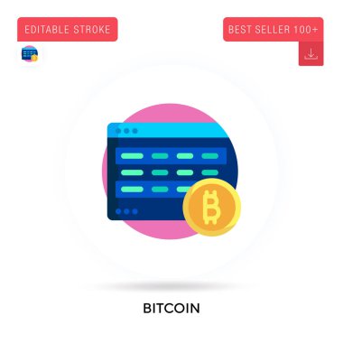 Bitcoin dairesel düz vektör ikonu. Vektör izole kavram metaforları.