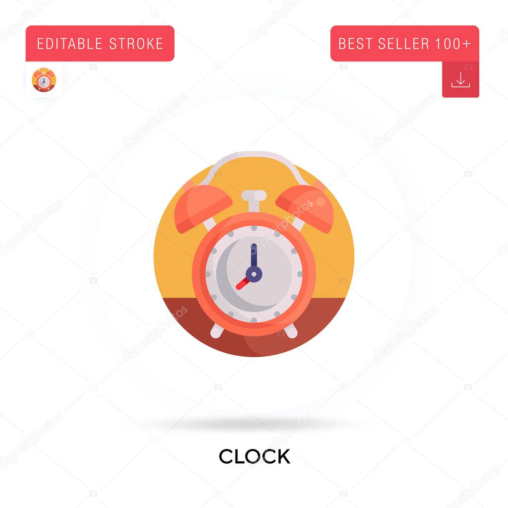 Clock detailed circular flat vector icon. Vector isolated concept metaphor illustrations.