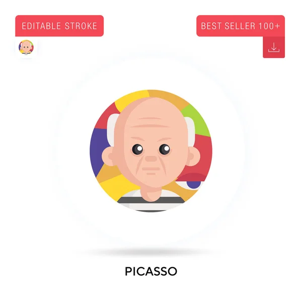 Picasso Dettagliata Icona Circolare Vettoriale Piatta Illustrazioni Metafore Concettuali Isolate — Vettoriale Stock