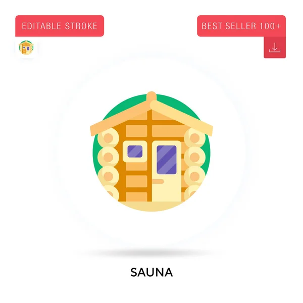 Sauna Gedetailleerde Ronde Platte Vector Pictogram Vector Geïsoleerde Concept Metafoor — Stockvector