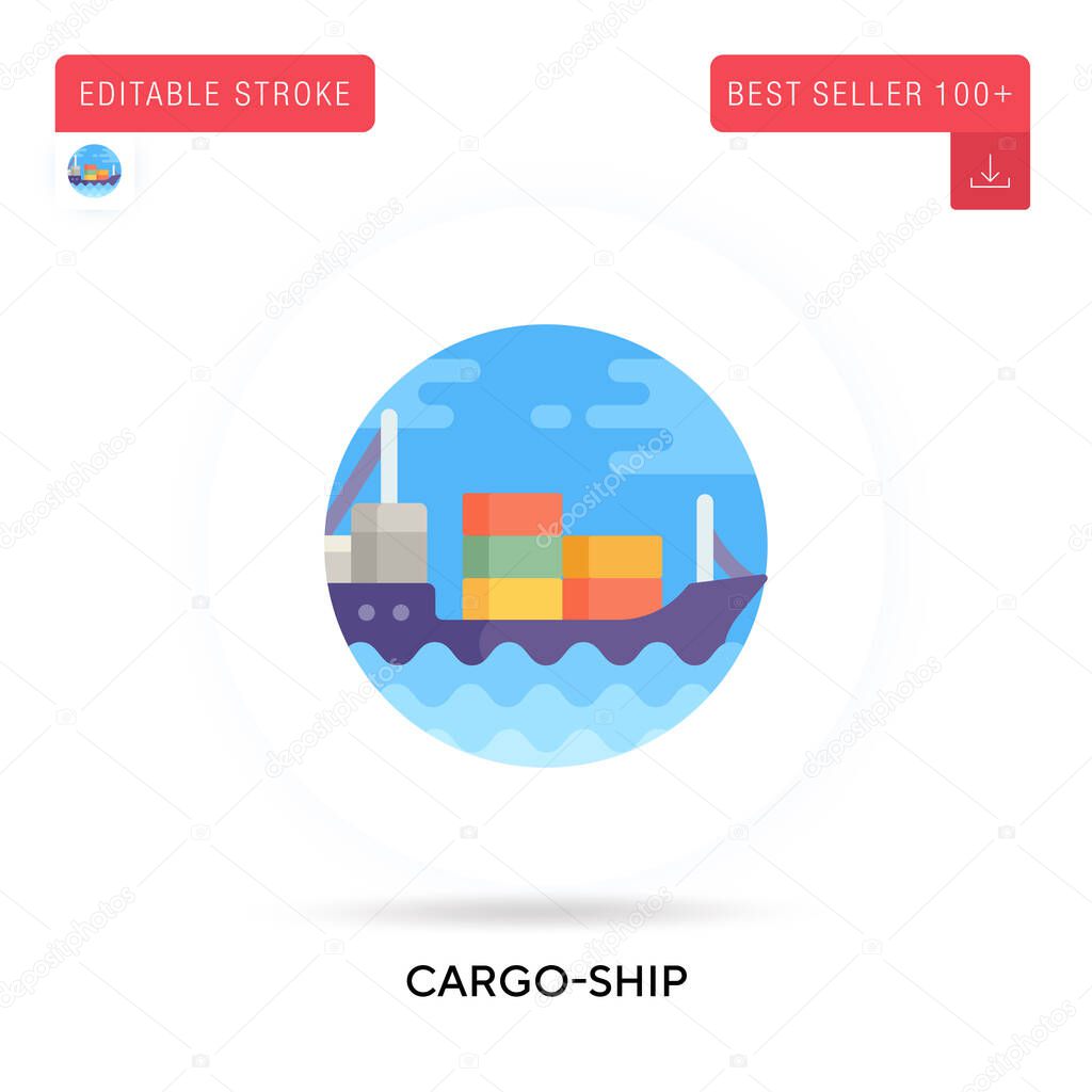 Cargo-ship detailed circular flat vector icon. Vector isolated concept metaphor illustrations.