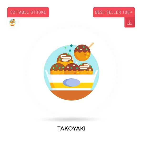 Takoyaki Detallado Icono Vector Plano Circular Ilustraciones Metáforas Conceptuales Aisladas — Archivo Imágenes Vectoriales