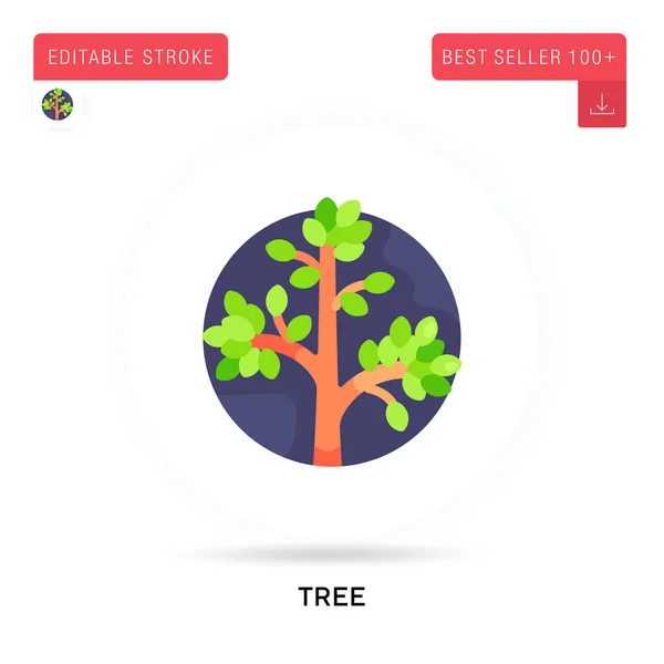 Árbol Detallado Icono Vector Plano Circular Ilustraciones Metáforas Conceptuales Aisladas — Archivo Imágenes Vectoriales