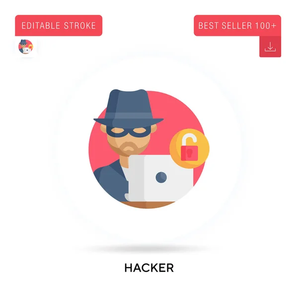 Hacker Gedetailleerde Ronde Platte Vector Pictogram Vector Geïsoleerde Concept Metafoor — Stockvector