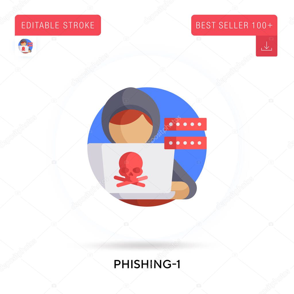 Phishing-1 detailed circular flat vector icon. Vector isolated concept metaphor illustrations.
