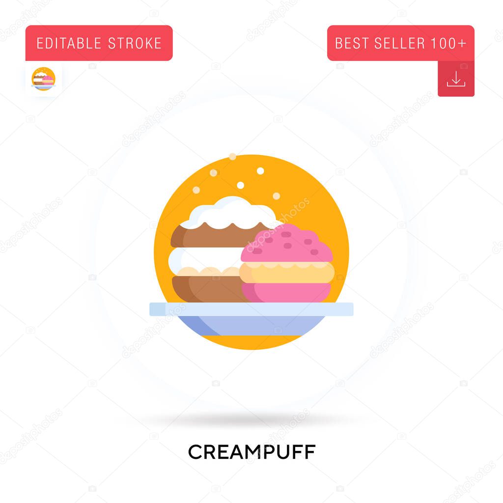 Creampuff detailed circular flat vector icon. Vector isolated concept metaphor illustrations.