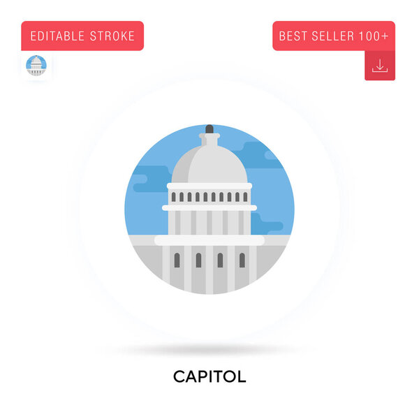Capitol detailed circular flat vector icon. Vector isolated concept metaphor illustrations.