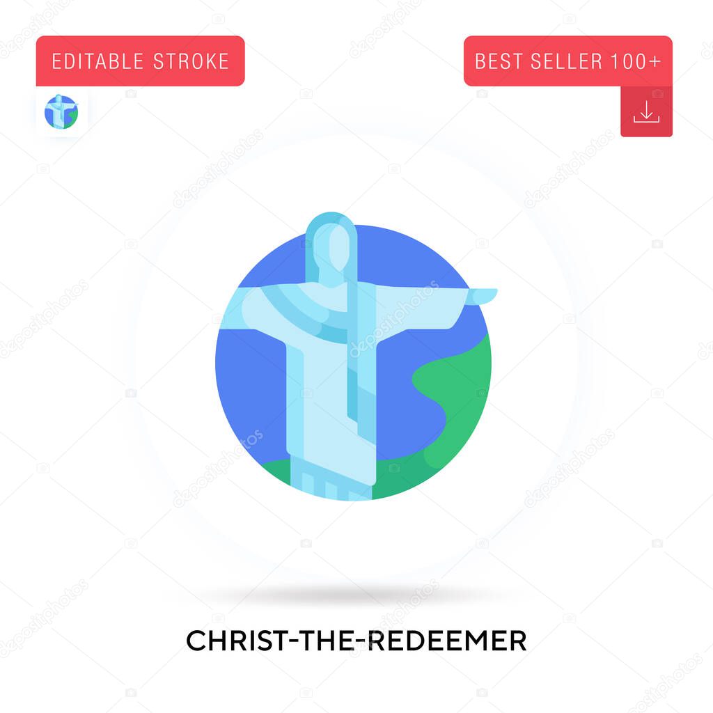 Christ-the-redeemer detailed circular flat vector icon. Vector isolated concept metaphor illustrations.