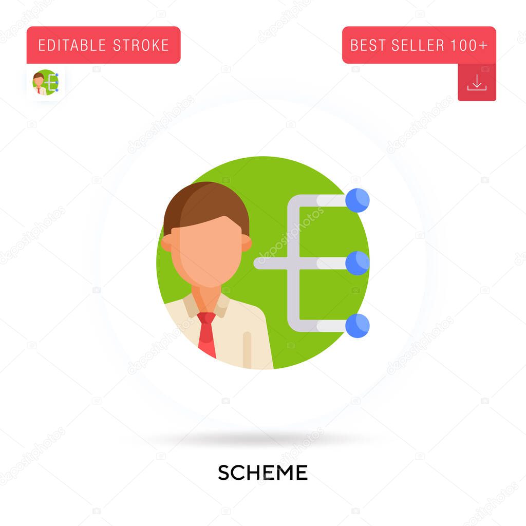 Scheme detailed circular flat vector icon. Vector isolated concept metaphor illustrations.