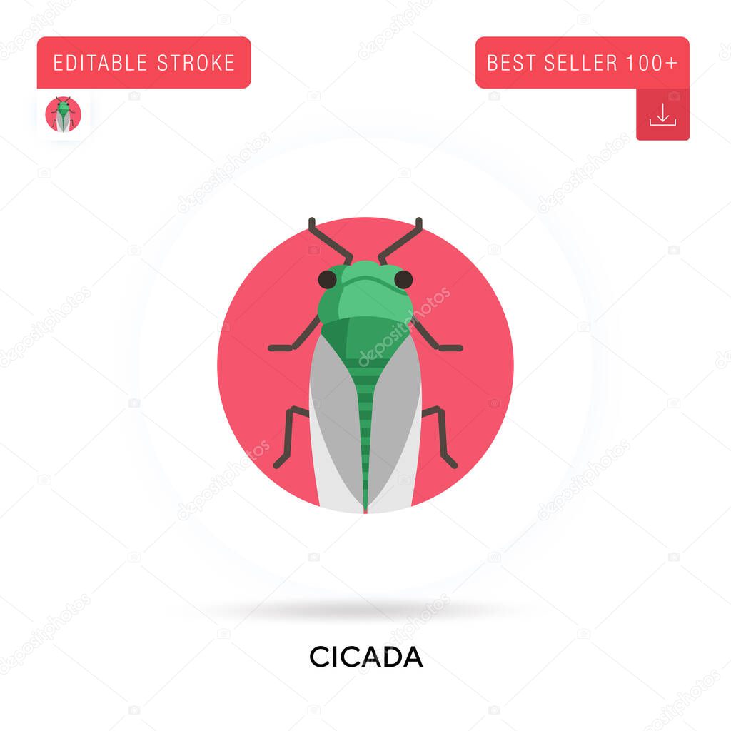 Cicada detailed circular flat vector icon. Vector isolated concept metaphor illustrations.