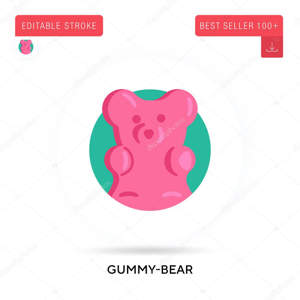 Gummy-bear detailed circular flat vector icon. Vector isolated concept metaphor illustrations.