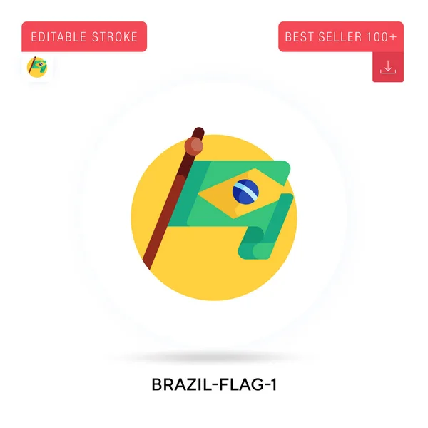 Детальная Круглая Иконка Вектора Бразильского Флага Векторно Изолированные Метафорные Иллюстрации — стоковый вектор