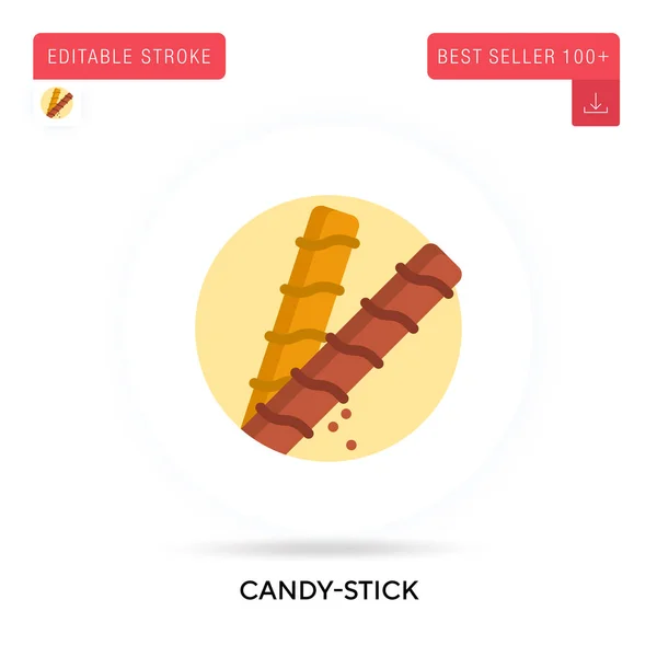 Candy Stick Detailní Kruhová Plochá Vektorová Ikona Vektorové Izolované Koncepční — Stockový vektor