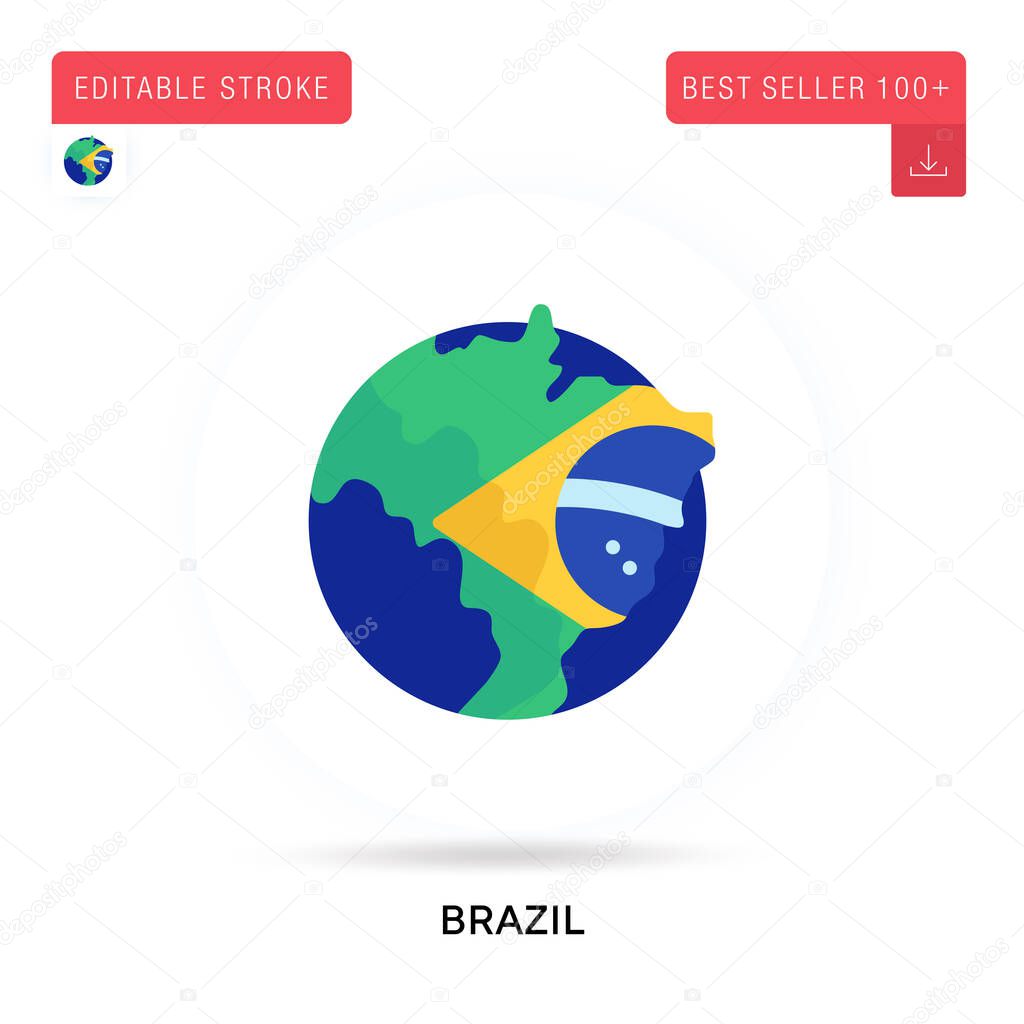 Brazil detailed circular flat vector icon. Vector isolated concept metaphor illustrations.