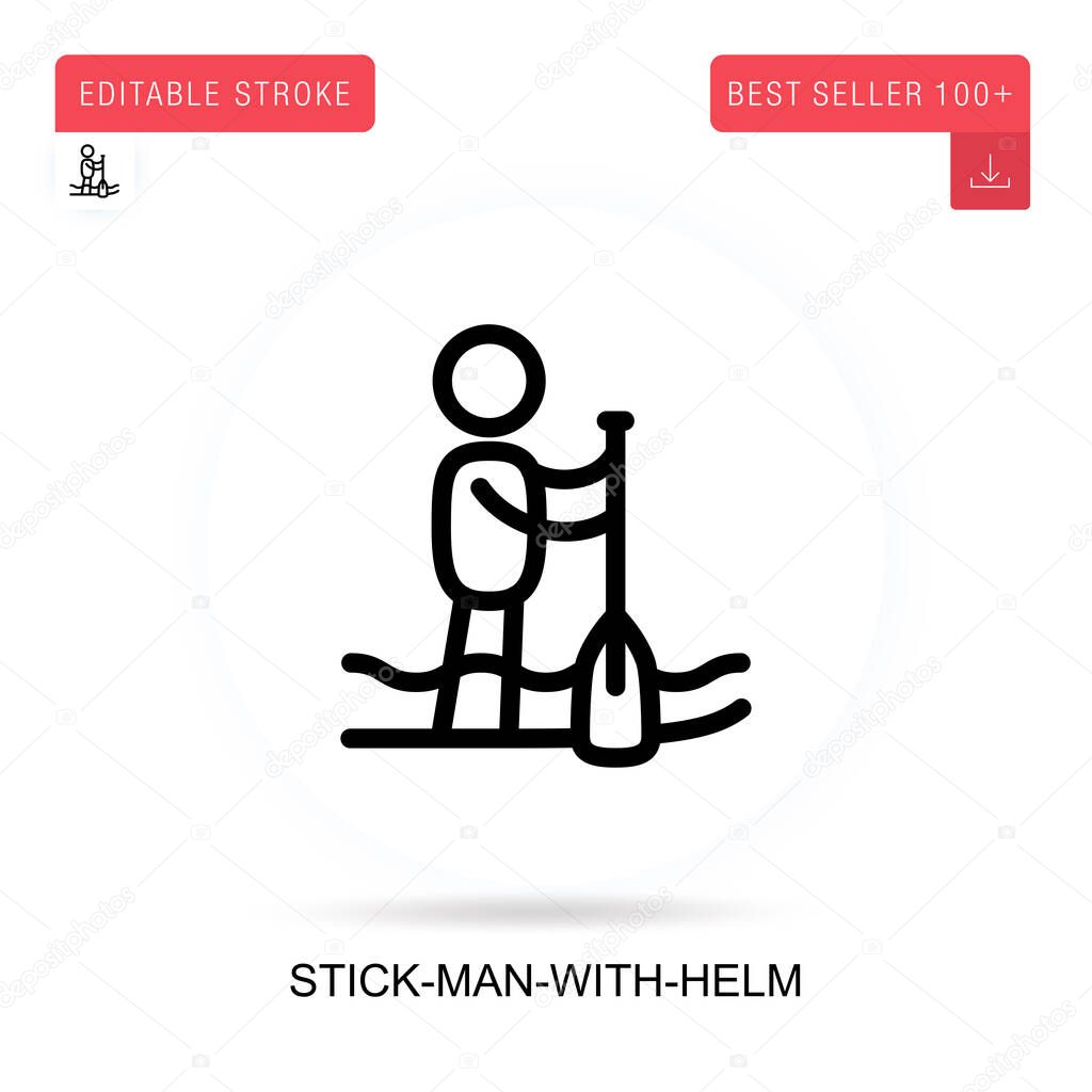 Stick-man-with-helm vector icon. Vector isolated concept metaphor illustrations.