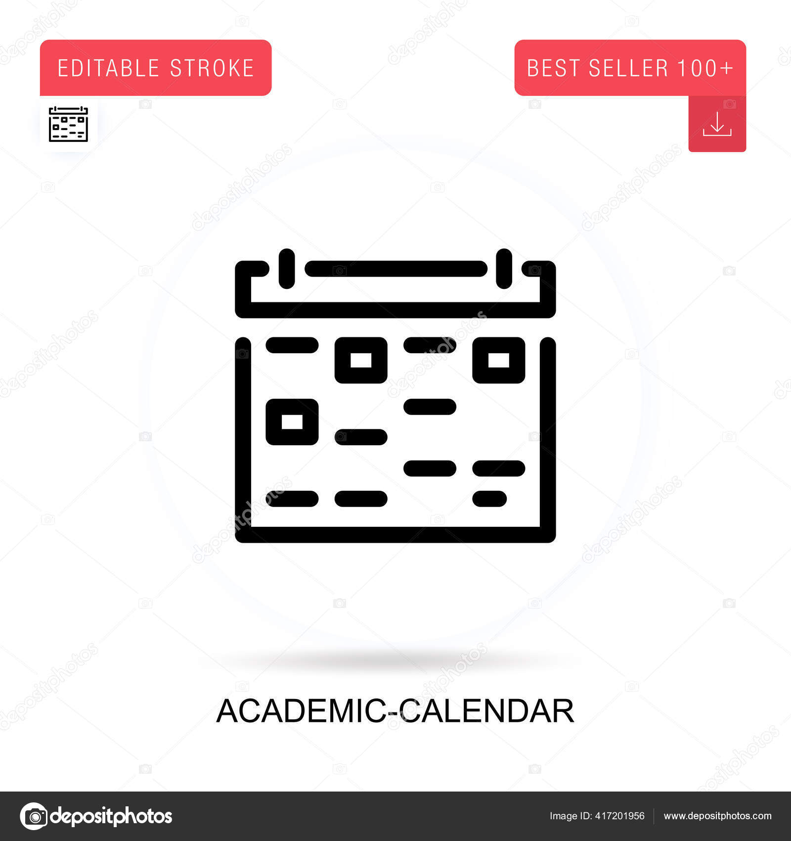 アカデミックカレンダーベクトルアイコン ベクトル分離概念メタファーイラスト ストックベクター C Edifier