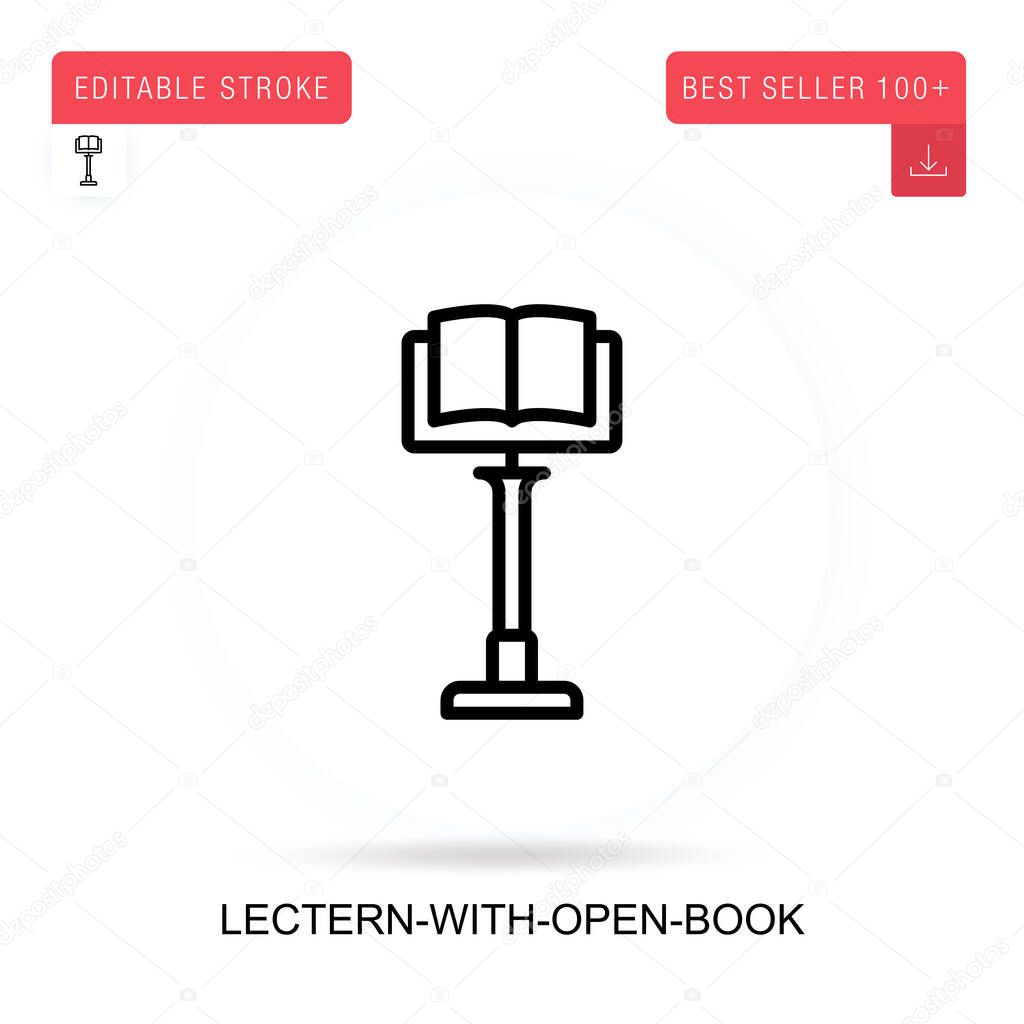 Lectern-with-open-book vector icon. Vector isolated concept metaphor illustrations.