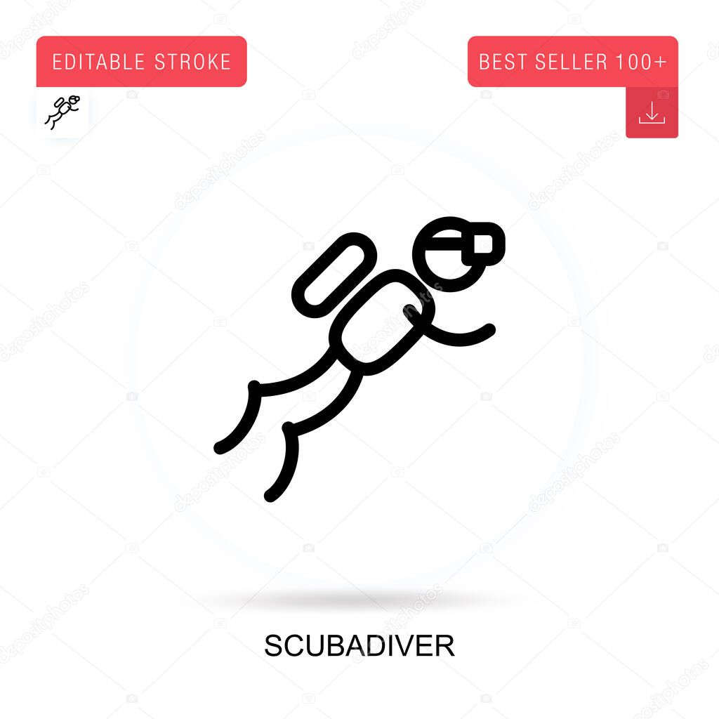 Scubadiver vector icon. Vector isolated concept metaphor illustrations.
