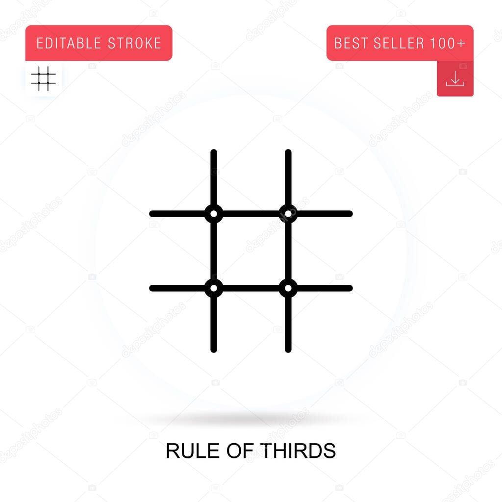 Rule of thirds vector icon. Vector isolated concept metaphor illustrations.