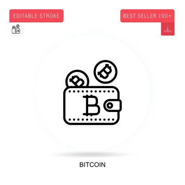 Bitcoin düz vektör simgesi. Vektör izole kavram metaforları.