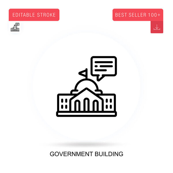 Government building flat vector icon. Vector isolated concept metaphor illustrations.