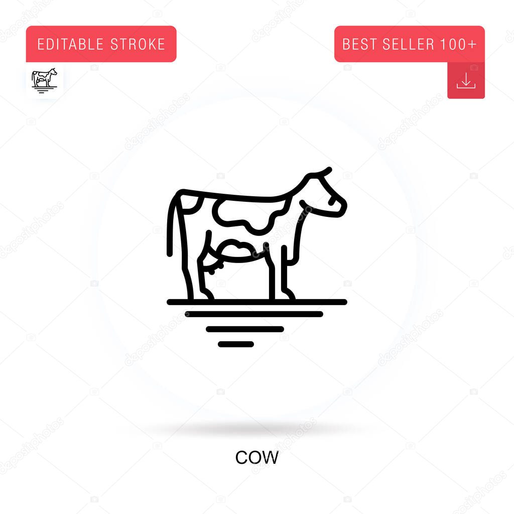 Cow flat vector icon. Vector isolated concept metaphor illustrations.