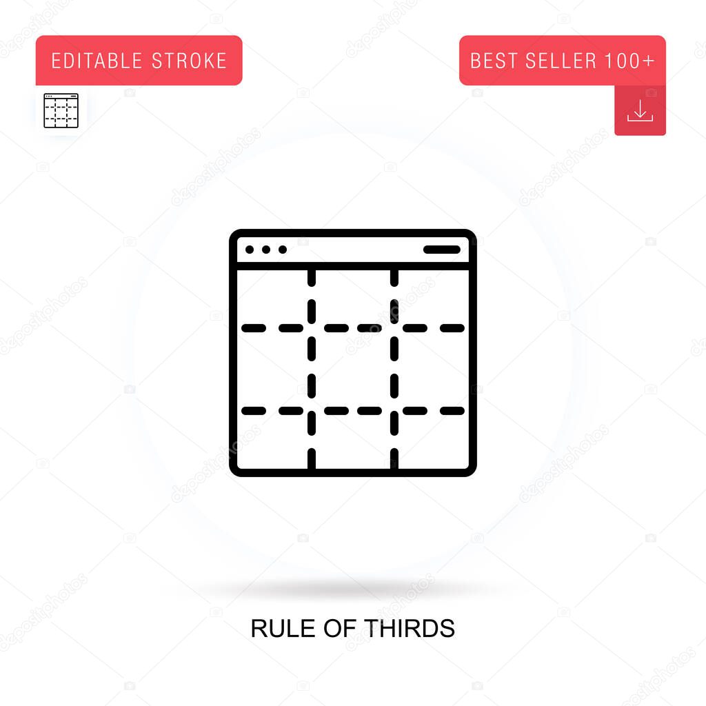 Rule of thirds flat vector icon. Vector isolated concept metaphor illustrations.