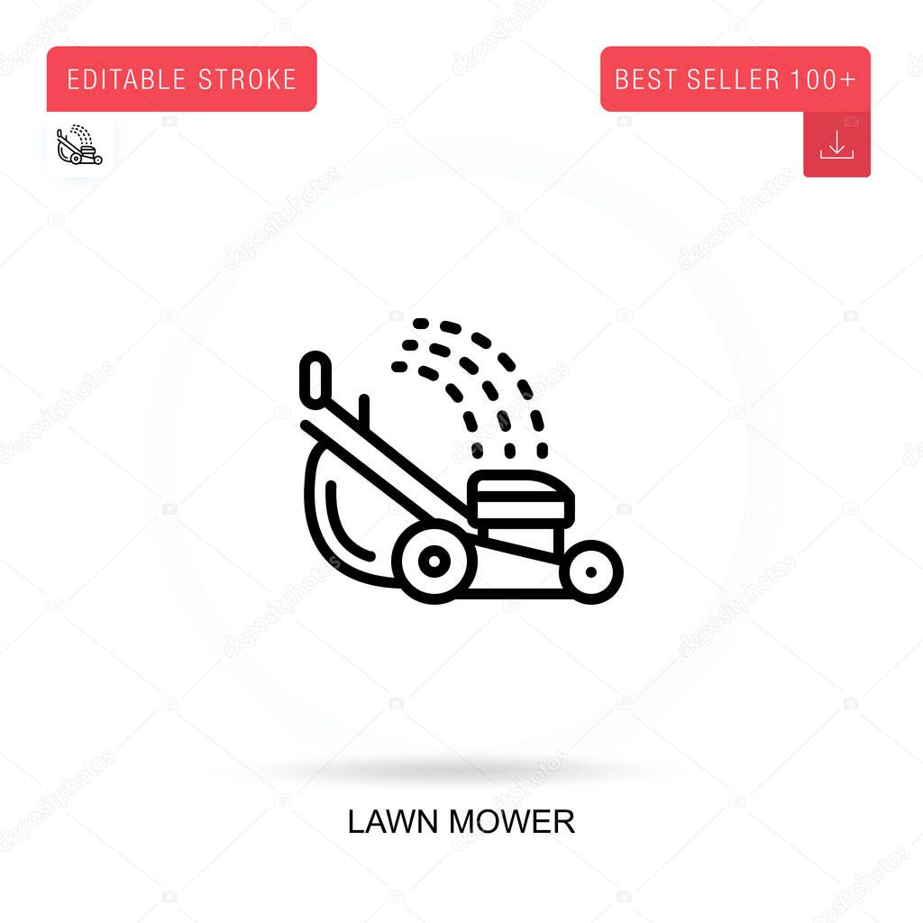 Lawn mower flat vector icon. Vector isolated concept metaphor illustrations.