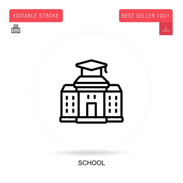 School flat vector icon. Vector isolated concept metaphor illustrations.