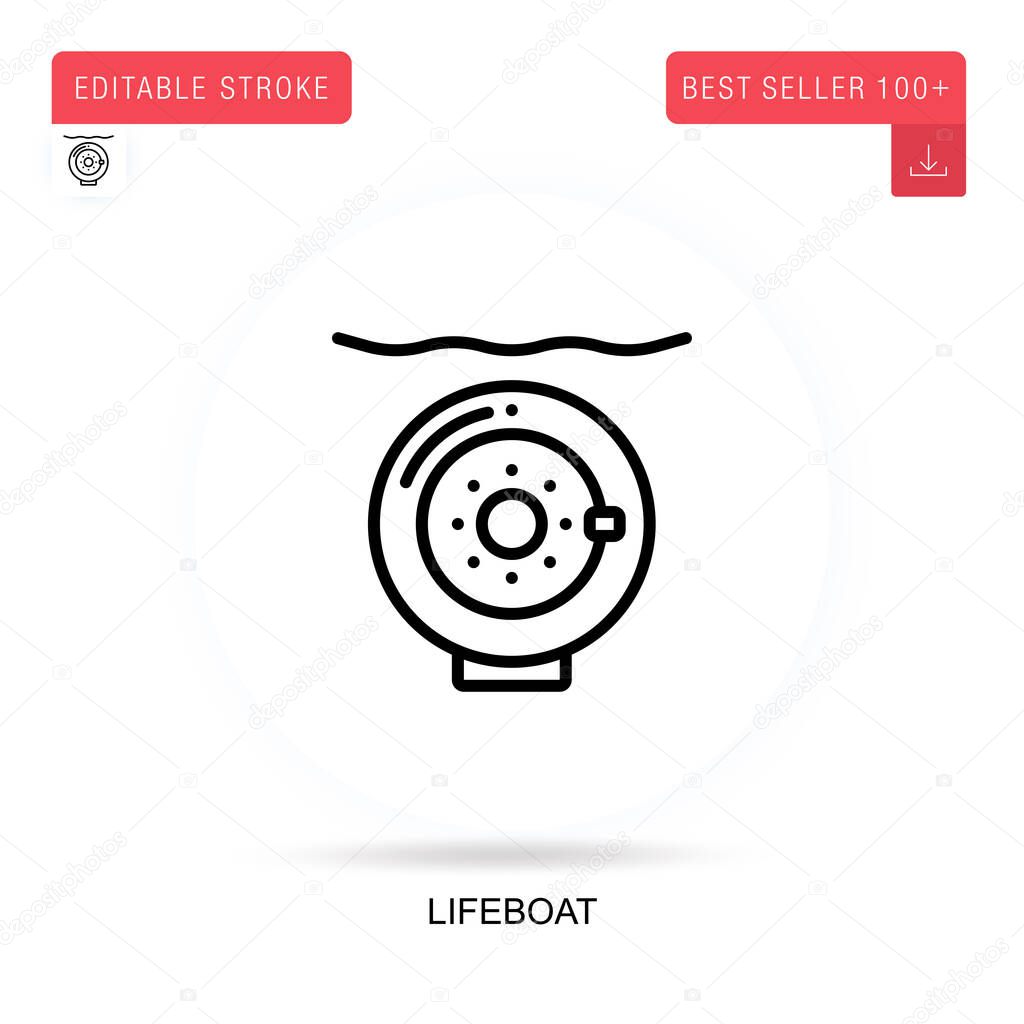 Lifeboat flat vector icon. Vector isolated concept metaphor illustrations.