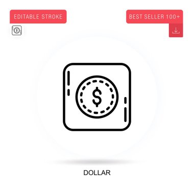 Dolar düz vektör simgesi. Vektör izole kavram metaforları.